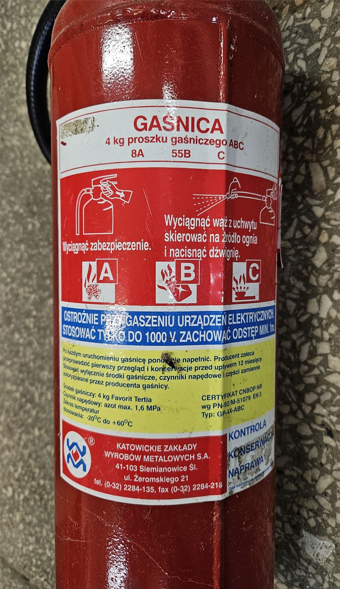 Gasnica proszkowa ABC 4 kg