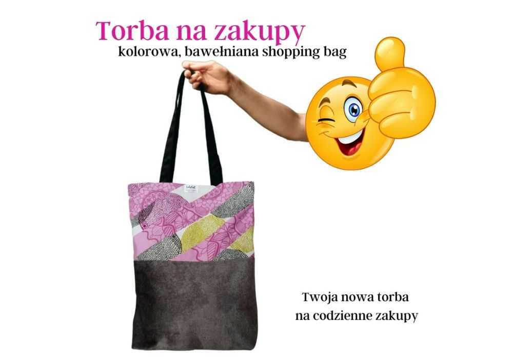 Torba na zakupy eko kolorowa shopperka duża