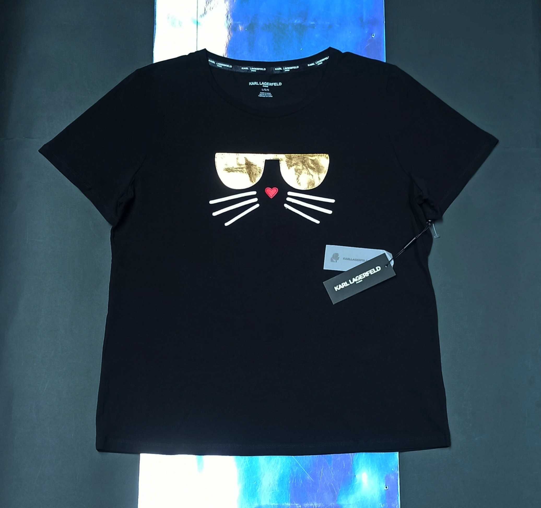 KARL LAGERFELD Oryginal Damska Koszulka Bluzka T-Shirt Choupette Kotek