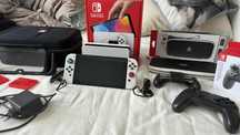 Mega zestaw Nintendo Switch OLED + grip, etui, walizka, pro controller
