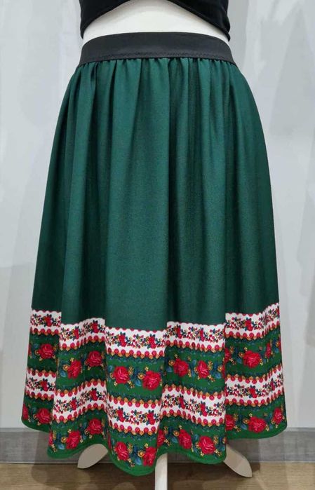 Spódnica butelkowa zieleń, kwiaty dołem, 3XL(46)