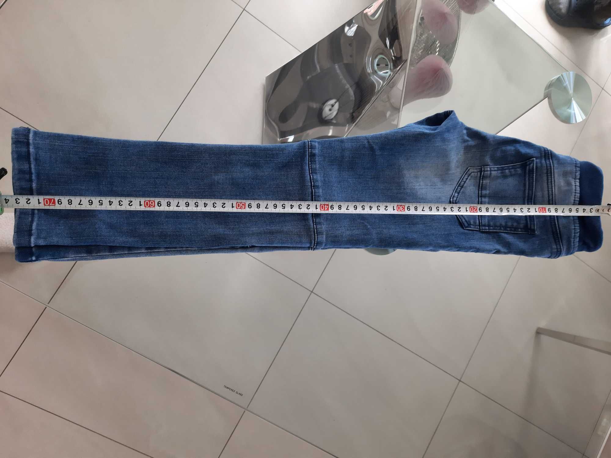 Spodnie jeans niebieskie elastyczne miękkie gumka pas 6 7 lat j nowe