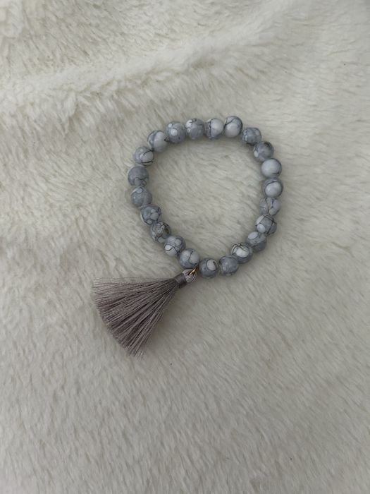 Bransoletka na gumce szary marmurek chwost