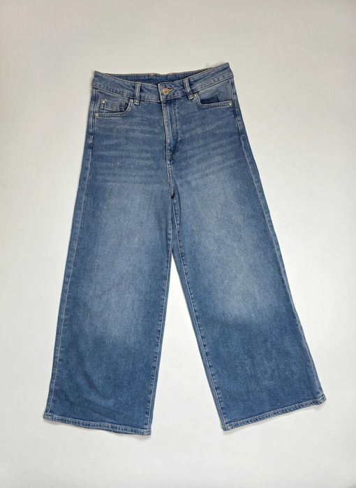Высокие женские джинсы кюлоты широкие штанины голубые H&M 42-44