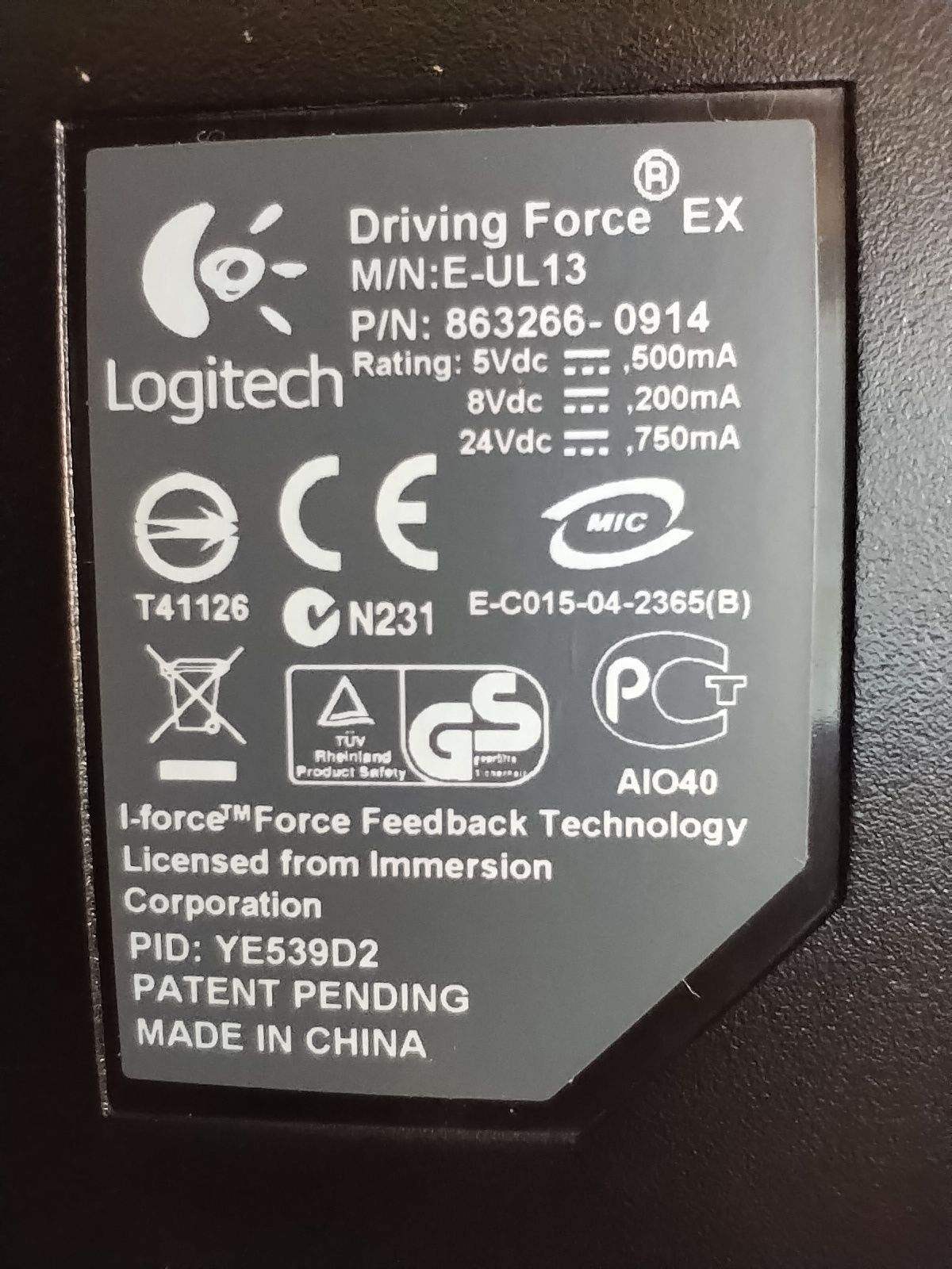 Volante ps2 logitech driving force ex e-ul13