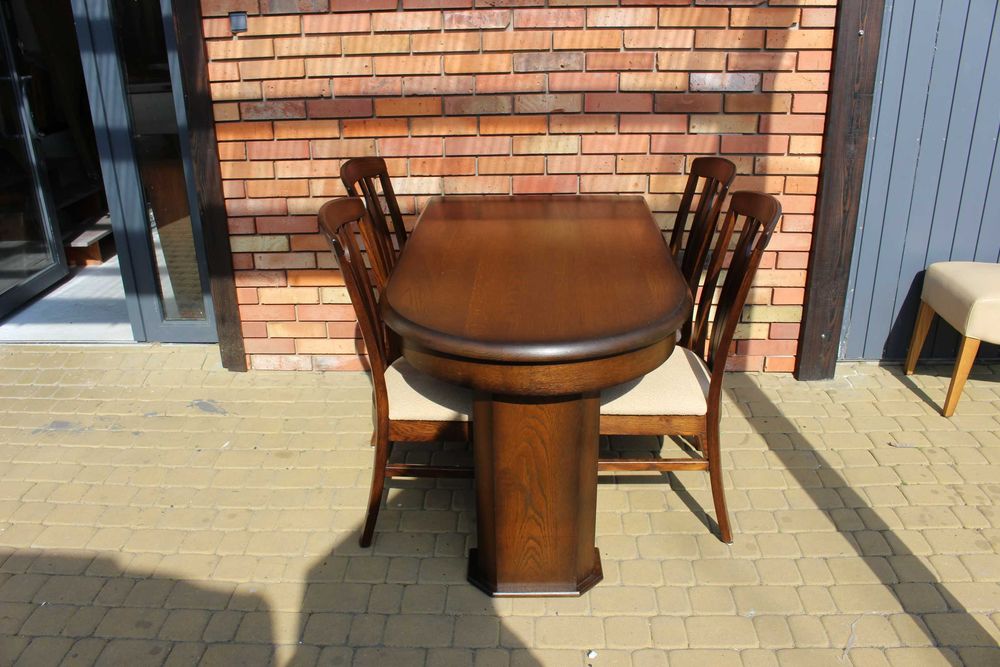 Stół dębowy, barowy + 4 krzesła / rozkładany / meble holenderskie.