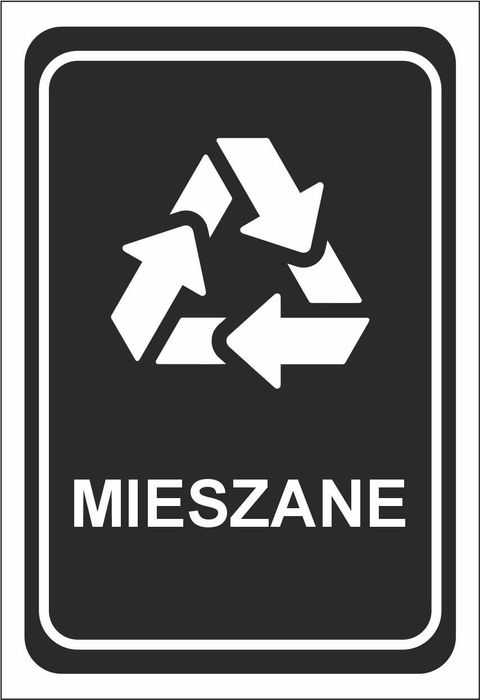 Naklejka na kosz ,,MIESZANE" do segregacja odpadów śmieci 30x20 cm