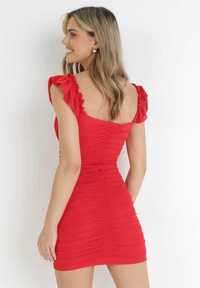 Czerwona sukienka mini dopasowana M