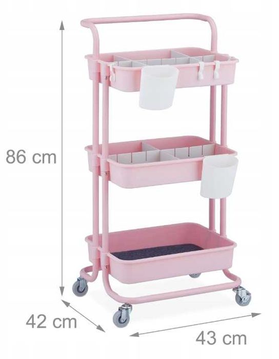 Relaxdays Wózek na kółkach, 3 poziomy