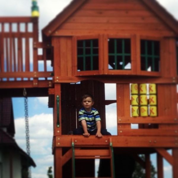 Plac Zabaw Ogrodowy Place Zabaw Drewniany huśtawka Domek Zjeżdżalnia