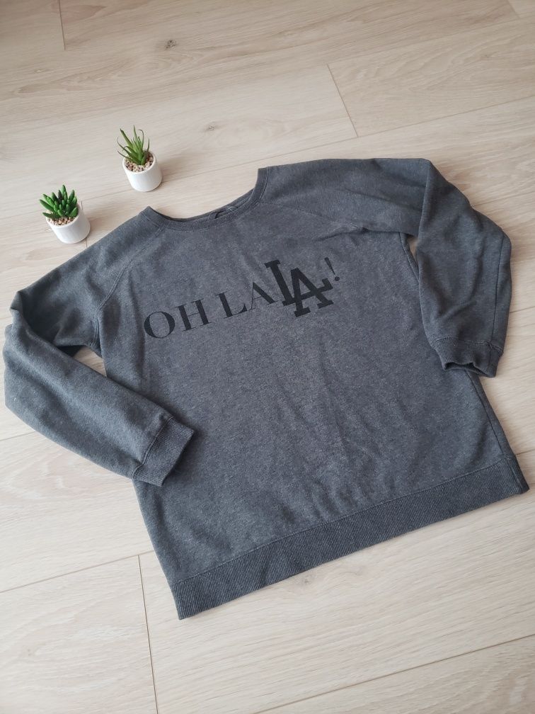 Bluza bez kaptura szary sweter bawełniany