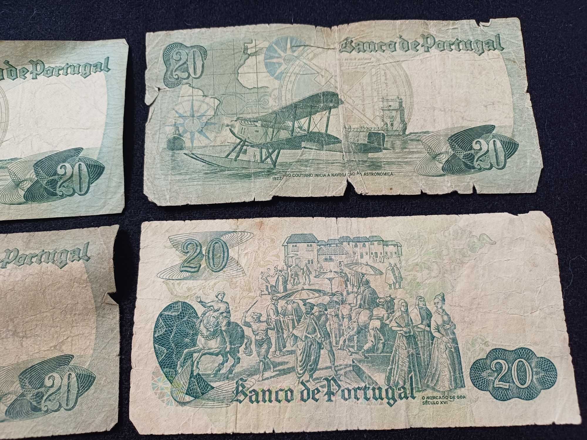 Notas de 20 escudos 4 unidades