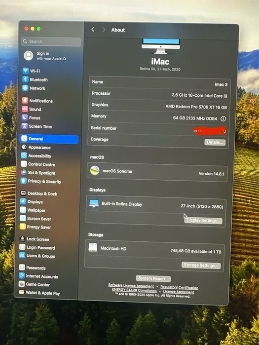 iMac 27” 5k Intel Core 3,6 GHz  i9 10 Cuore 2020