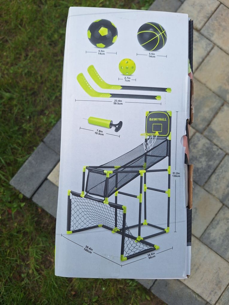 Zestaw małego sportowca 3 w 1 bramka piłkarska, hokejowa, do koszykówk
