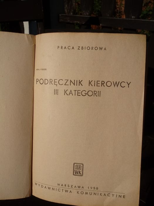Podręcznik kierowcy III kategorii 1958r antyk PRL