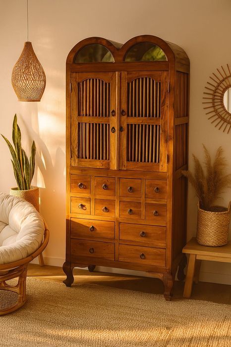 Witryna stara drewno kolonialna szuflady biblioteczka kredens regał