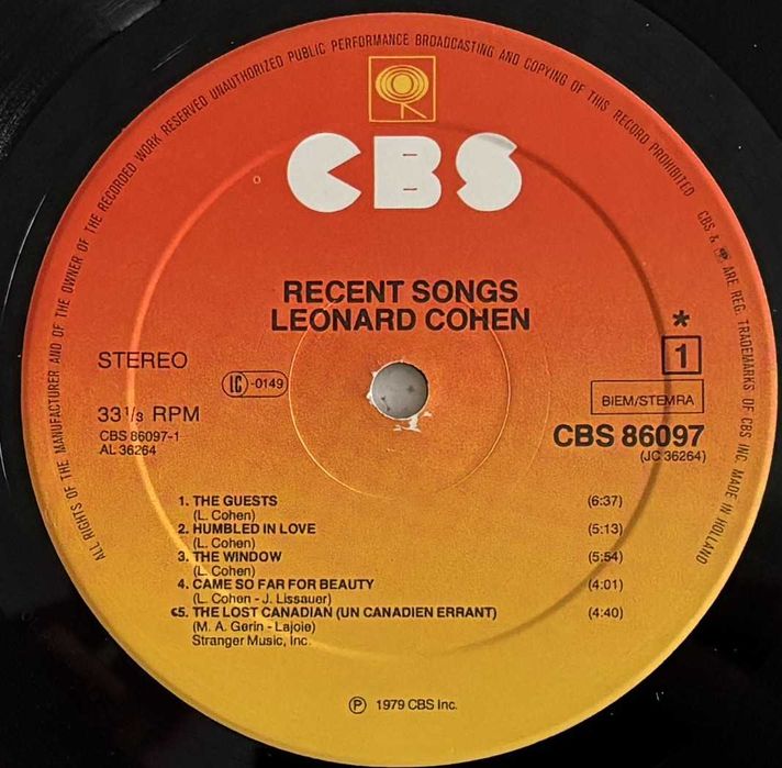 Leonard Cohen – Recent Songs