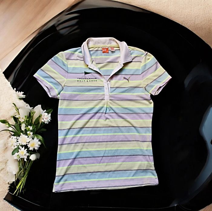 Koszulka polo damska Puma Golf DryCell sportowa w pastelowe paski