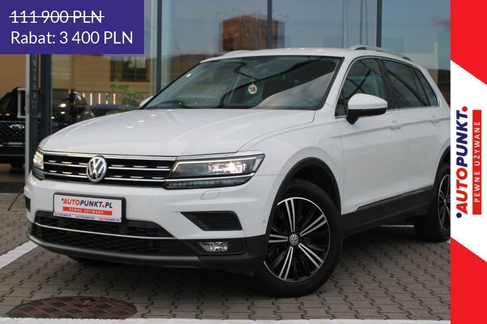 Volkswagen Tiguan HIGHLINE 2.0 TDI 190 KM 4x4, 2020r. Fv23%, Hak, Grzane Fotele+Kierowni
