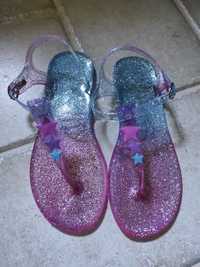 Sandały gumowe 36 buty do wody dla dziewczynki kolorowe brokat