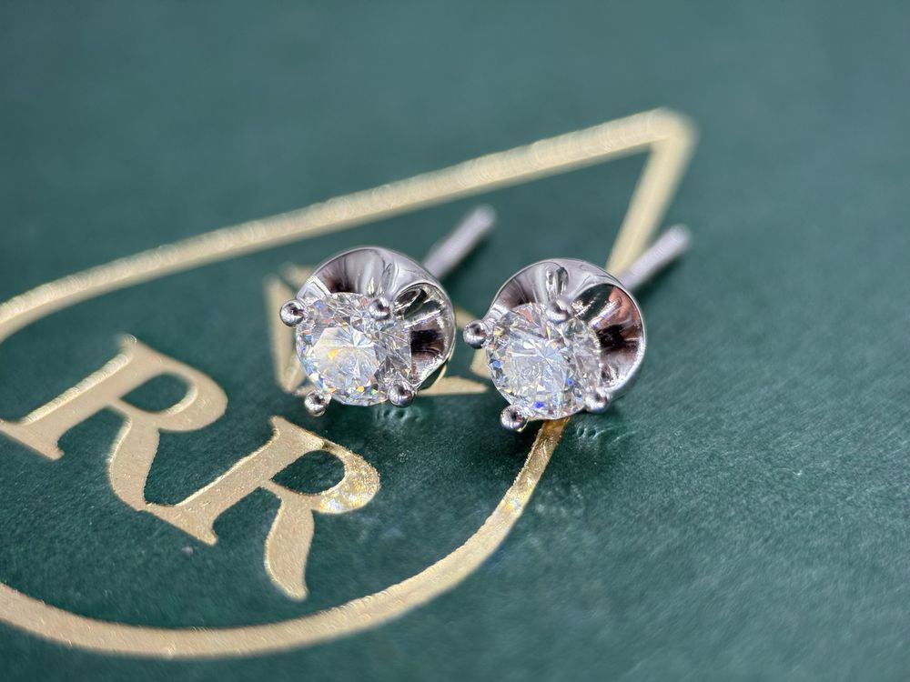 Сережки GIA з діамантами 1.11ct золото  бриллианты пусеты