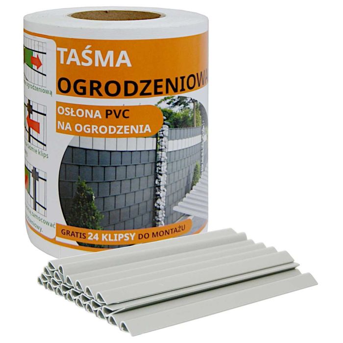 Taśma ogrodzeniowa osłona na ogrodzenie panelowe +UV 24klipsy 19cmx35m