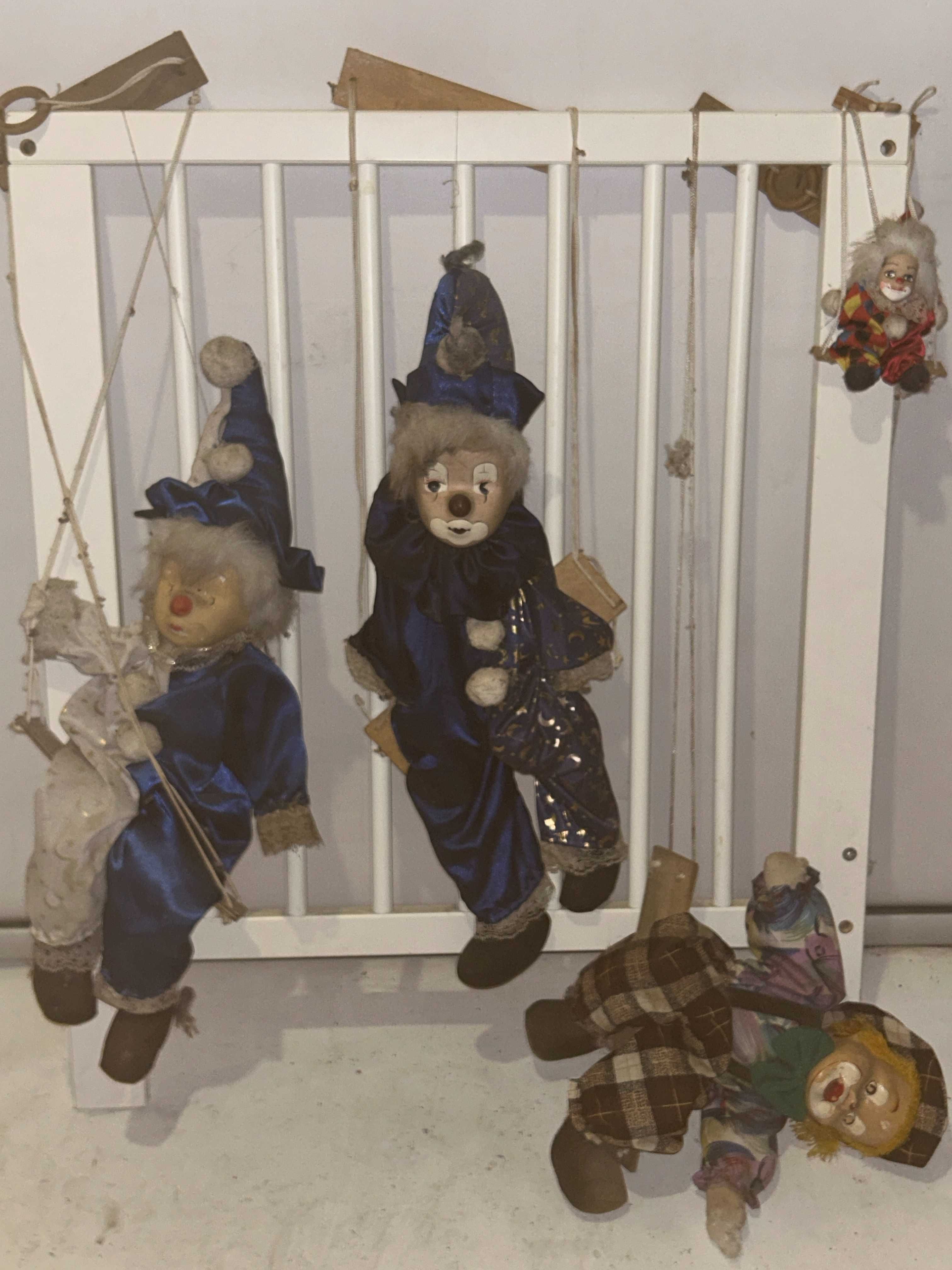 Lalka Ceramiczna,Marionetka KLAUN na sznurku - 4 sztuki