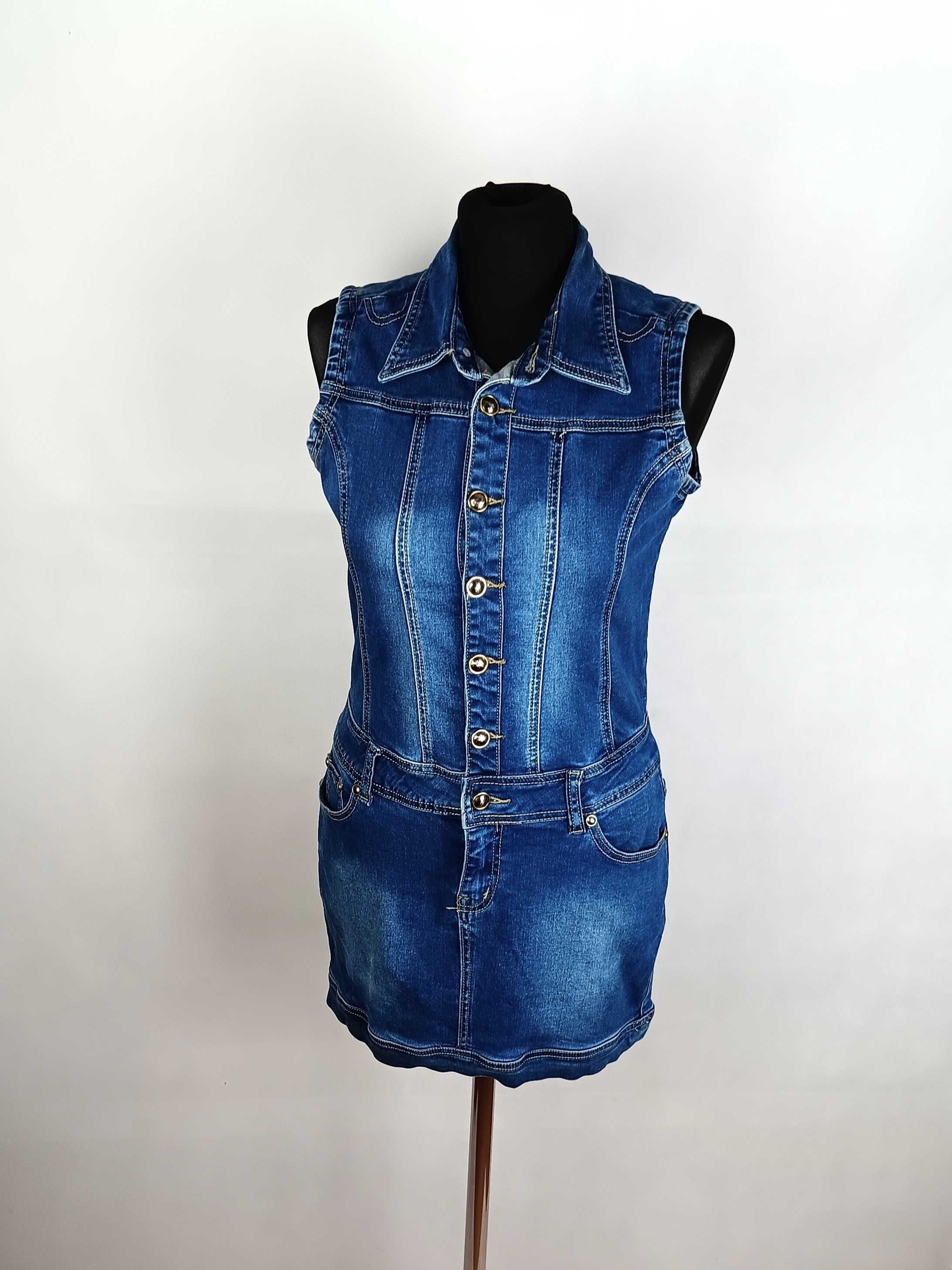 Niebieska krótka jeansowa sukienka bez rękawów Dzire Jeans r S/36