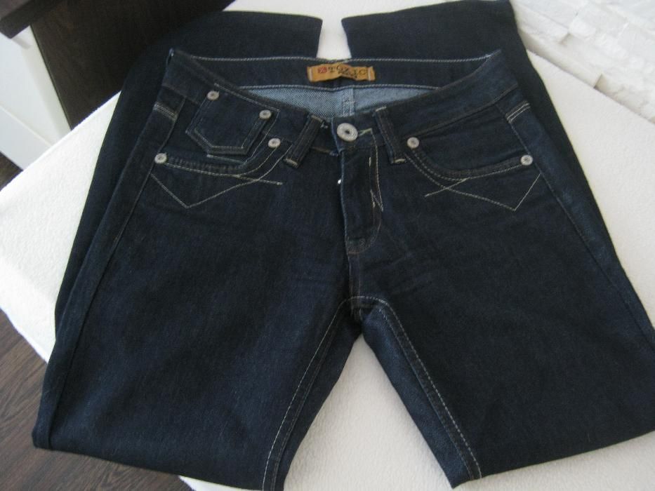 spodnie jeansy niebieskie S 36 okazja tanio nowe granatowe vintage
