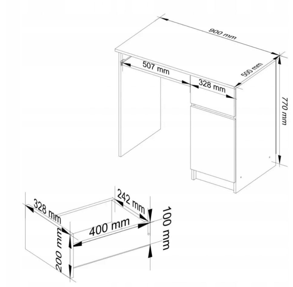Biurko komputerowe prostokątne stolik biurko szkolne 90x50