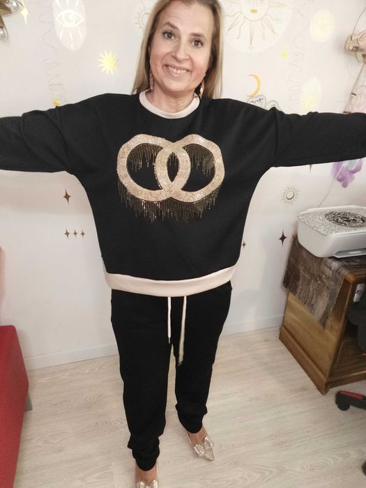 Wikiland Piękny  Dres * Sportowa elegancja *Cyrkonie * Masełko 42-46