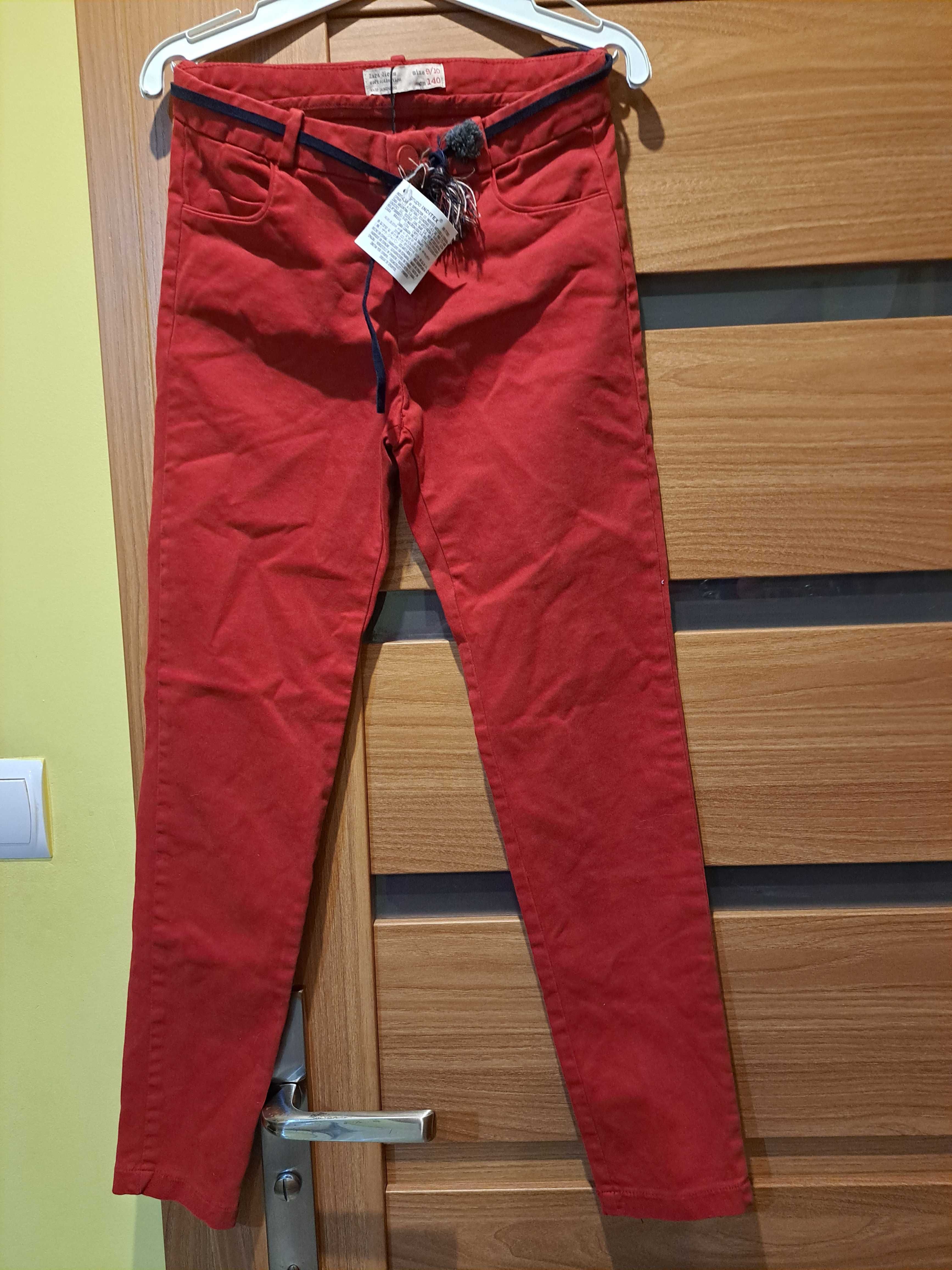 Spodnie dziewczęce. R.140 kolor czerwony, bordowy. Firmy ZARA