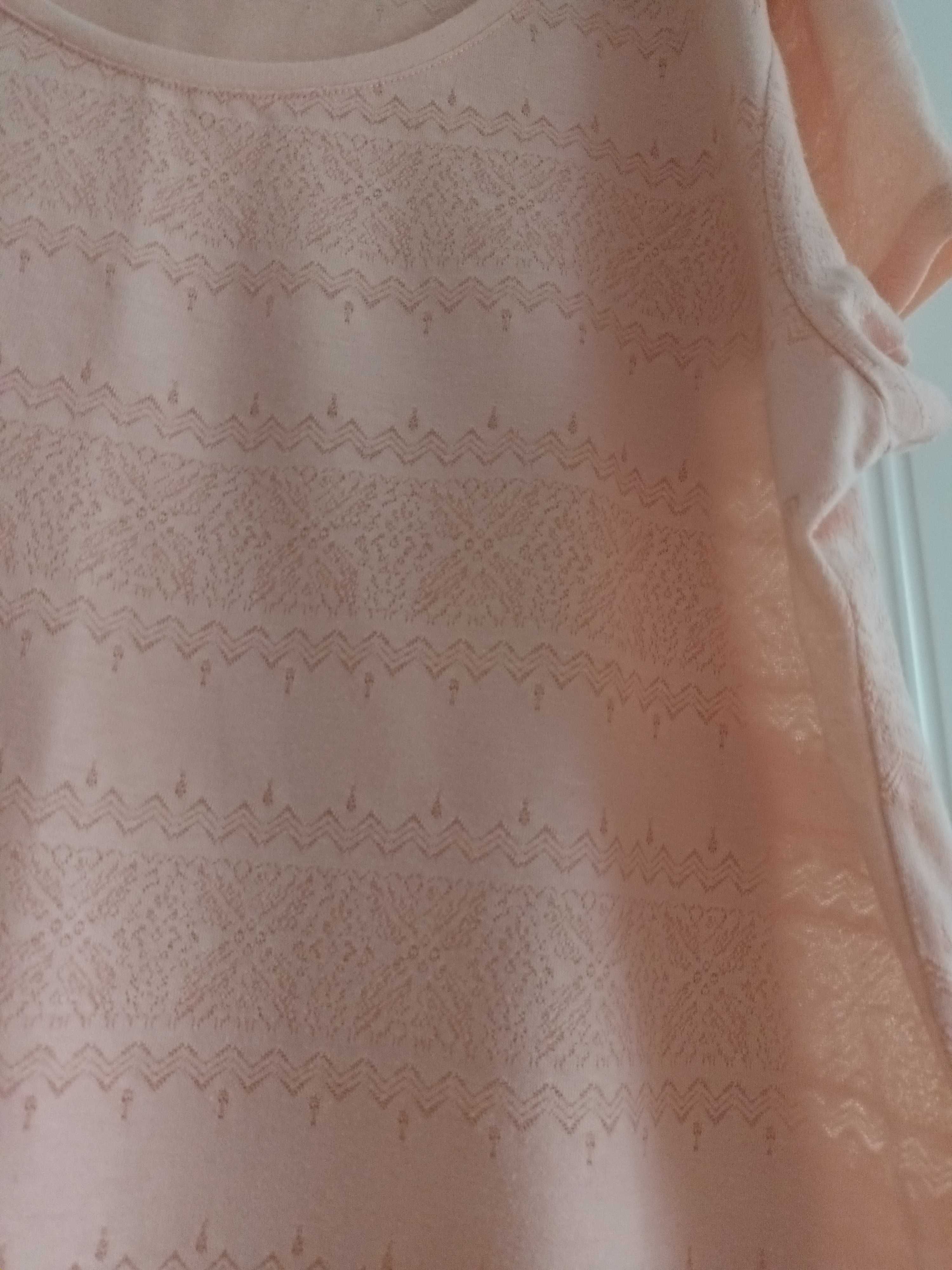Bluzeczka damska H&M z krótkim rękawem, koloru brzoskwiniowego