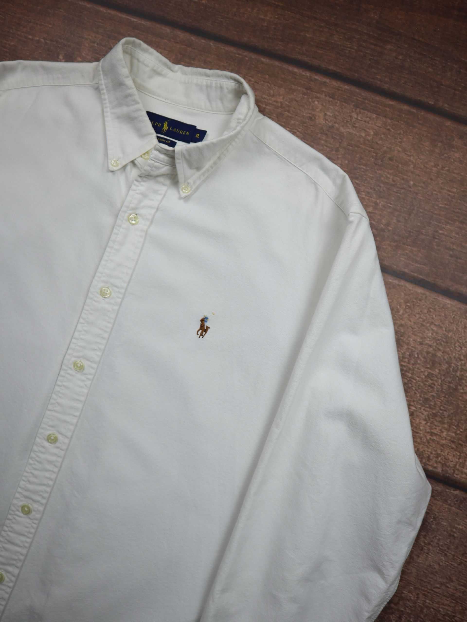 Ralph Lauren Biała Koszula rozpinana z kolorowym koniem longsleeve
