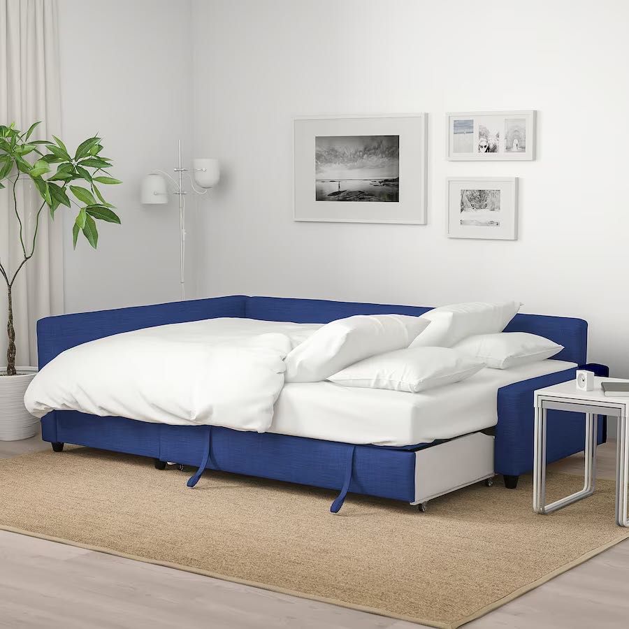 Sofá-cama de canto c/arrumação, Skiftebo azul - No ikea custa 569€