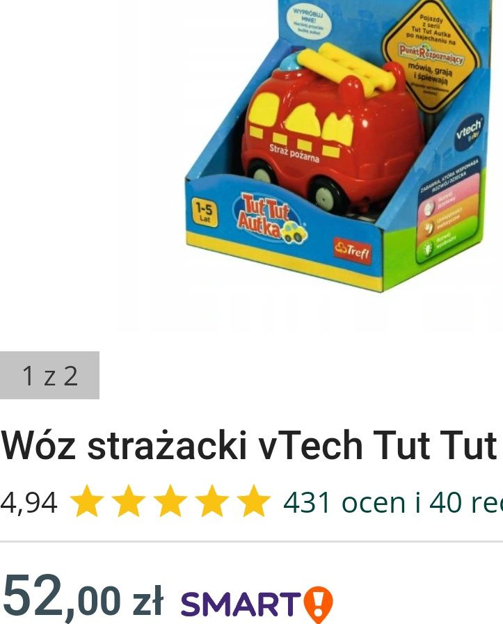 Autko straż pożarna vtech tut tut