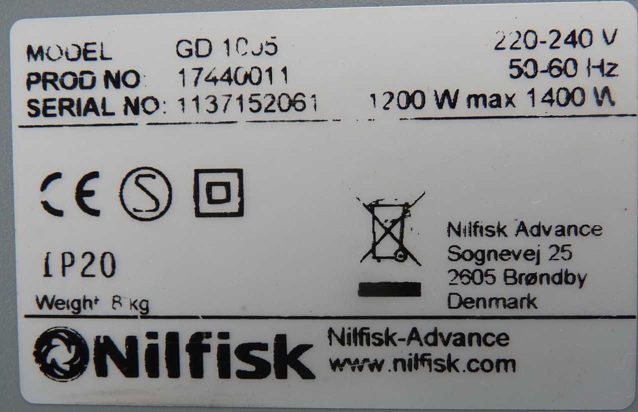 Odkurzacz biurowy hotelowy Nilfisk GD 1000 Series