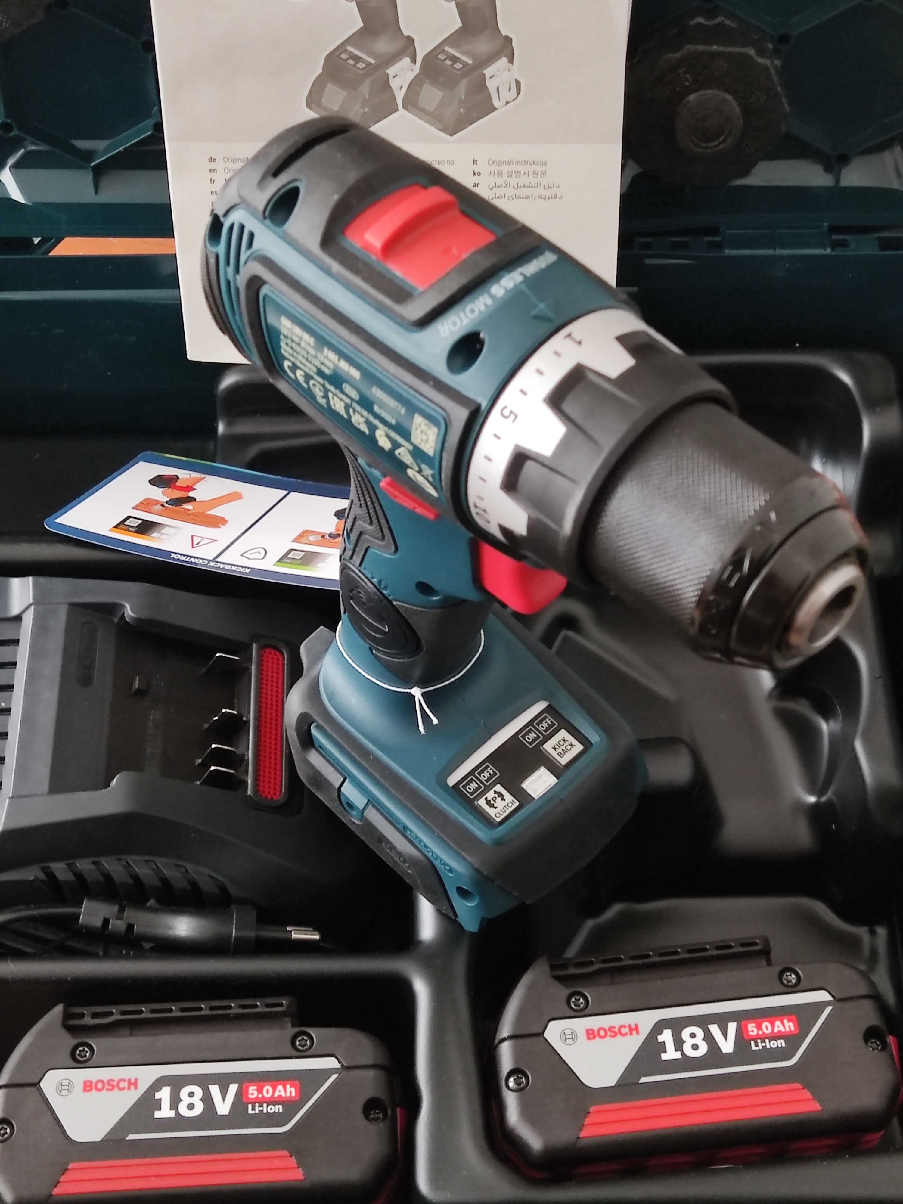 Wkrętarka Bosch GSR 18V-90C+2 aku 5.0Ah+ład+wal L-BOXX 136