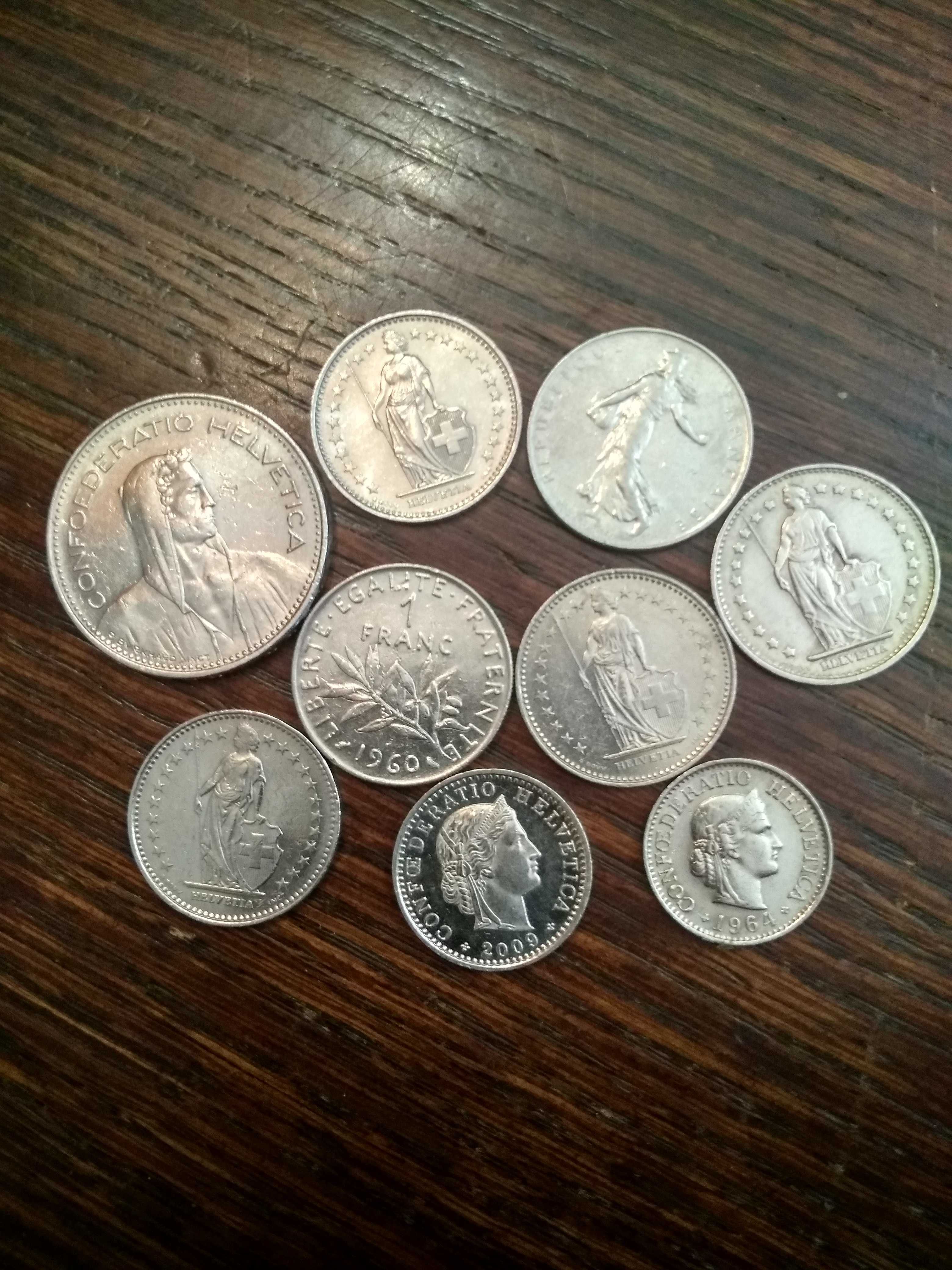 Коллекция разных монет (GBP,Frank,Euro)