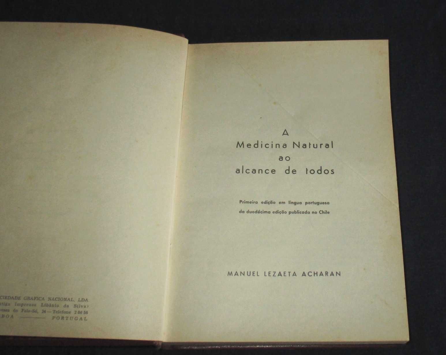 Livro A Medicina Natural ao Alcance de Todos 1958