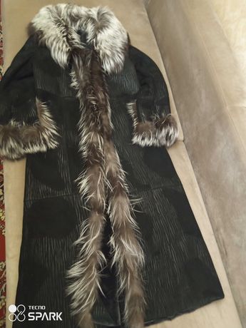 Дубленка чернобурка зима натуральный мех размер 52-54