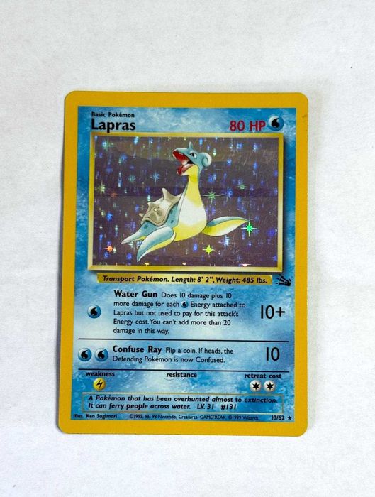 Lapras Holo 10/62 Rare Fossil Original Pokémon Card TCG - ENG