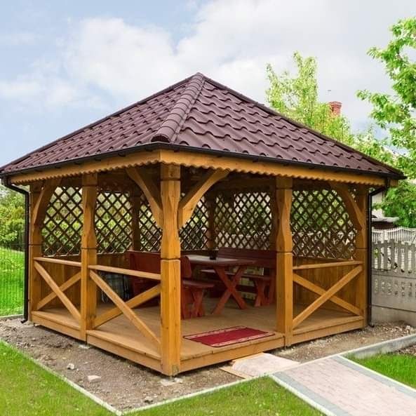 Альтанка дерев'яна бесідка_тераса_бесєдка_навіс_беседка_бісєдка