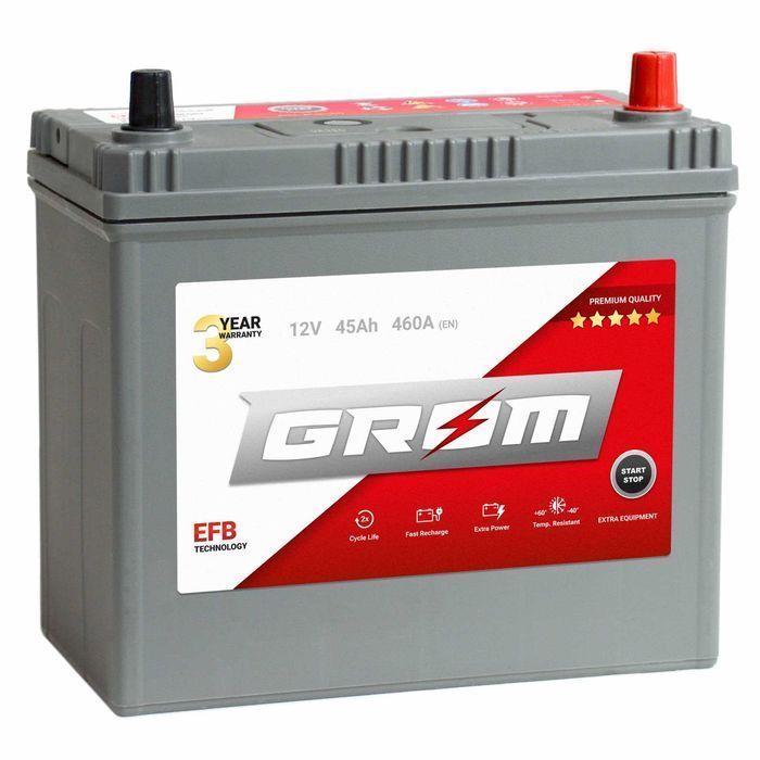 Akumulator GROM EFB START&STOP 45Ah 460A Japan Prawy Plus DTR