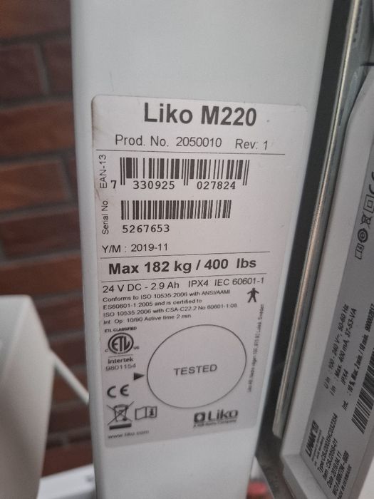 Podnośnik elektryczny dla osoby niepełnosprawnej Liko M220