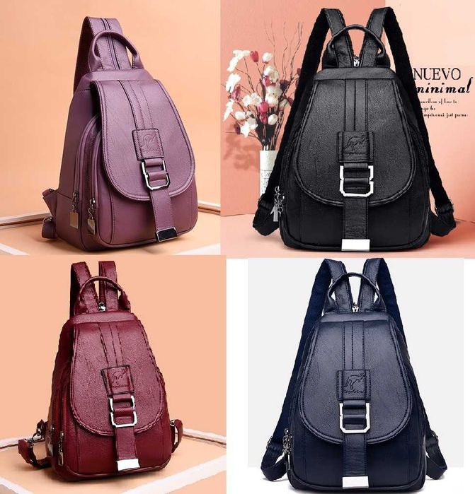 Женский кожаный модний жіночий рюкзак бананка женская сумка ранец 2в1