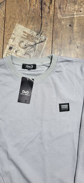 Dres męski bez kaptura szary logo bawełna melanż logo M