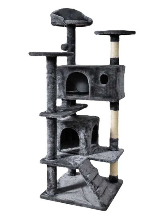 Wielopoziomowy drapak dla kota z domkiem i sizalem, 132 cm