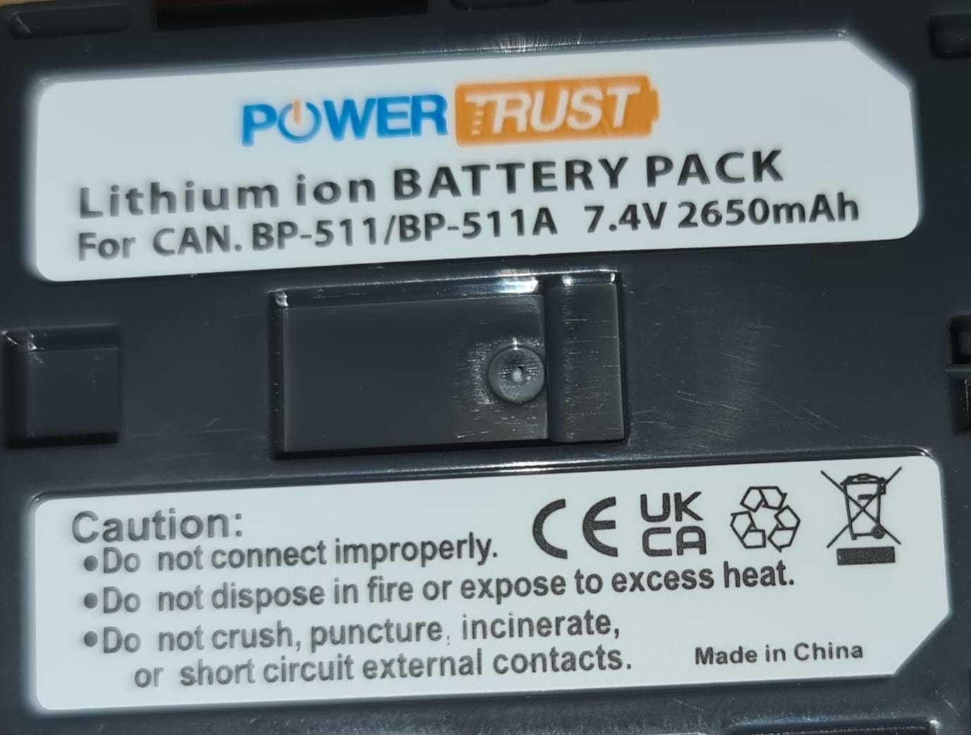 2 Baterias PowerTrust BP-511 BP-511A novas e 1 Carregador Canon DS8101