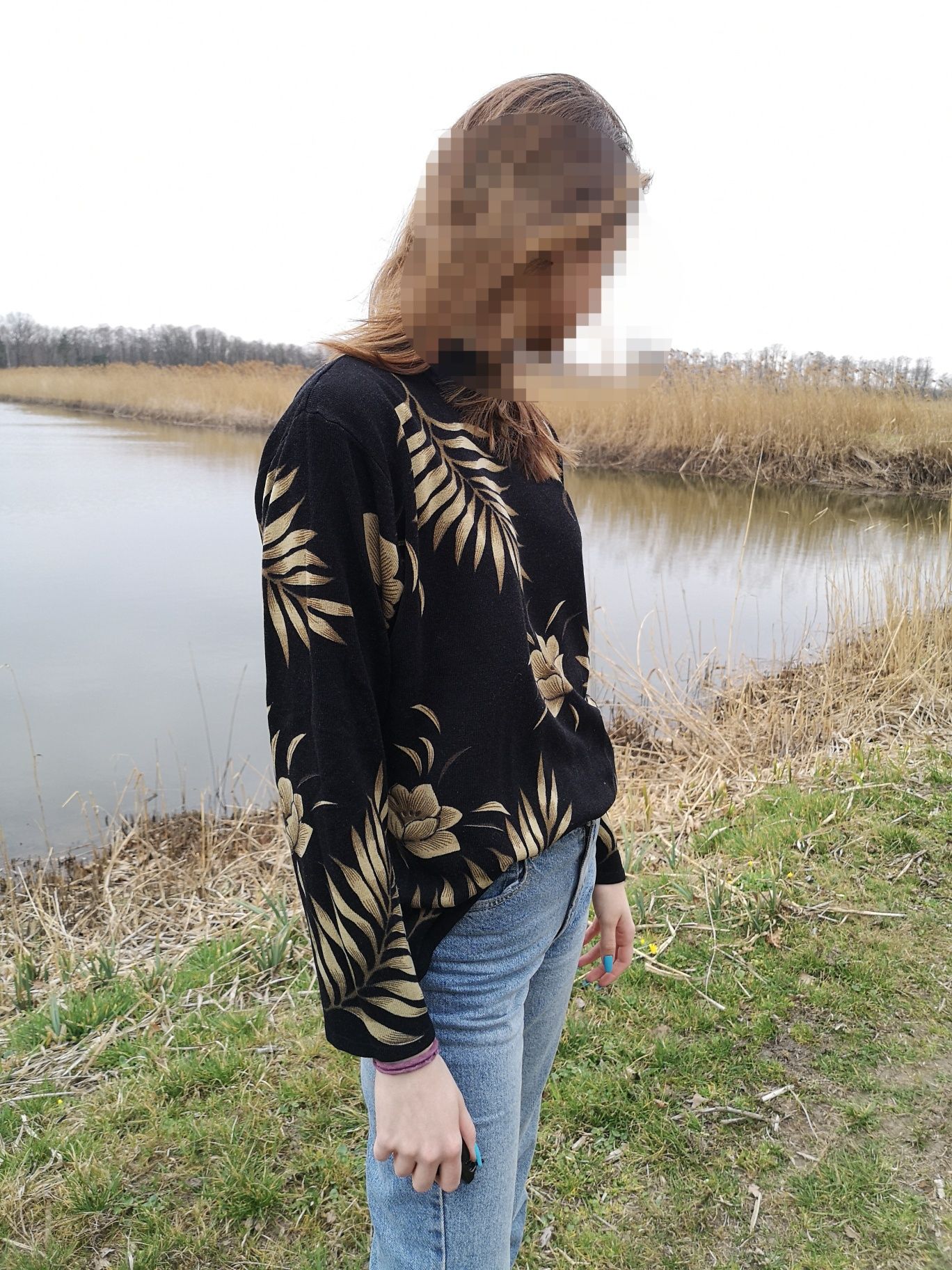 Sweterek koszula vintage w kwiaty wzór kwiaty/ r. M